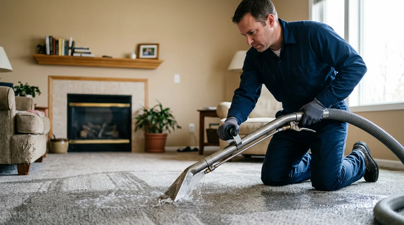 Water damage restoration technician working near Greenville, ME